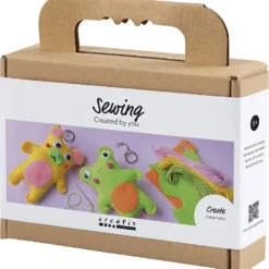 Mini DIY Kit Sömnad, Groda och nalle, mixade färger, 1 förp.