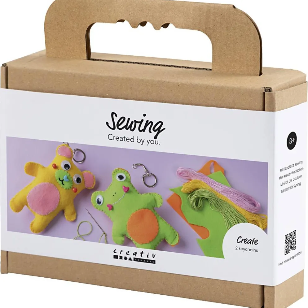 Mini DIY Kit Sömnad, Groda och nalle, mixade färger, 1 förp.