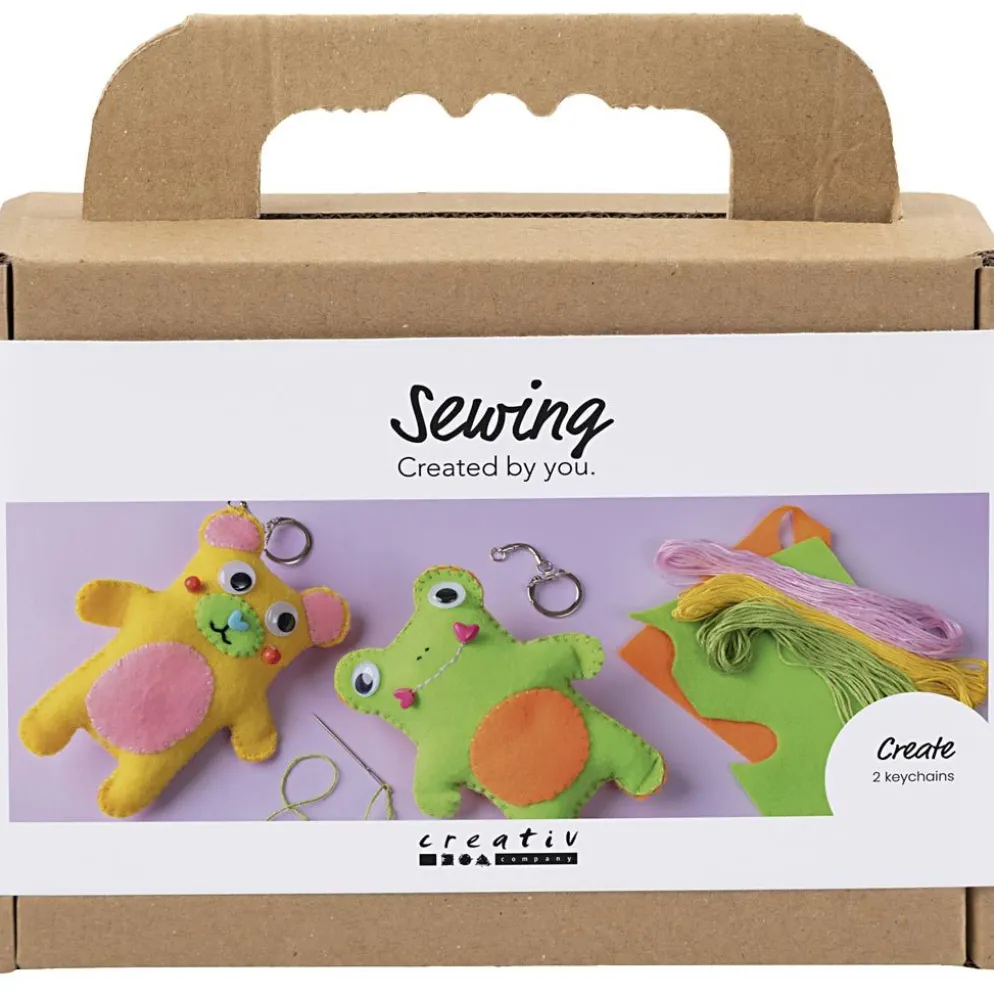 Mini DIY Kit Sömnad, Groda och nalle, mixade färger, 1 förp.