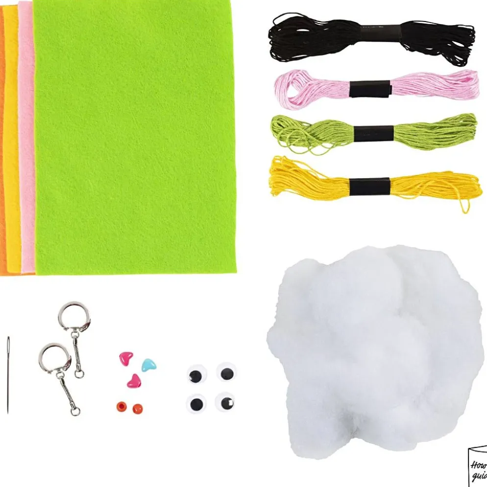 Mini DIY Kit Sömnad, Groda och nalle, mixade färger, 1 förp.