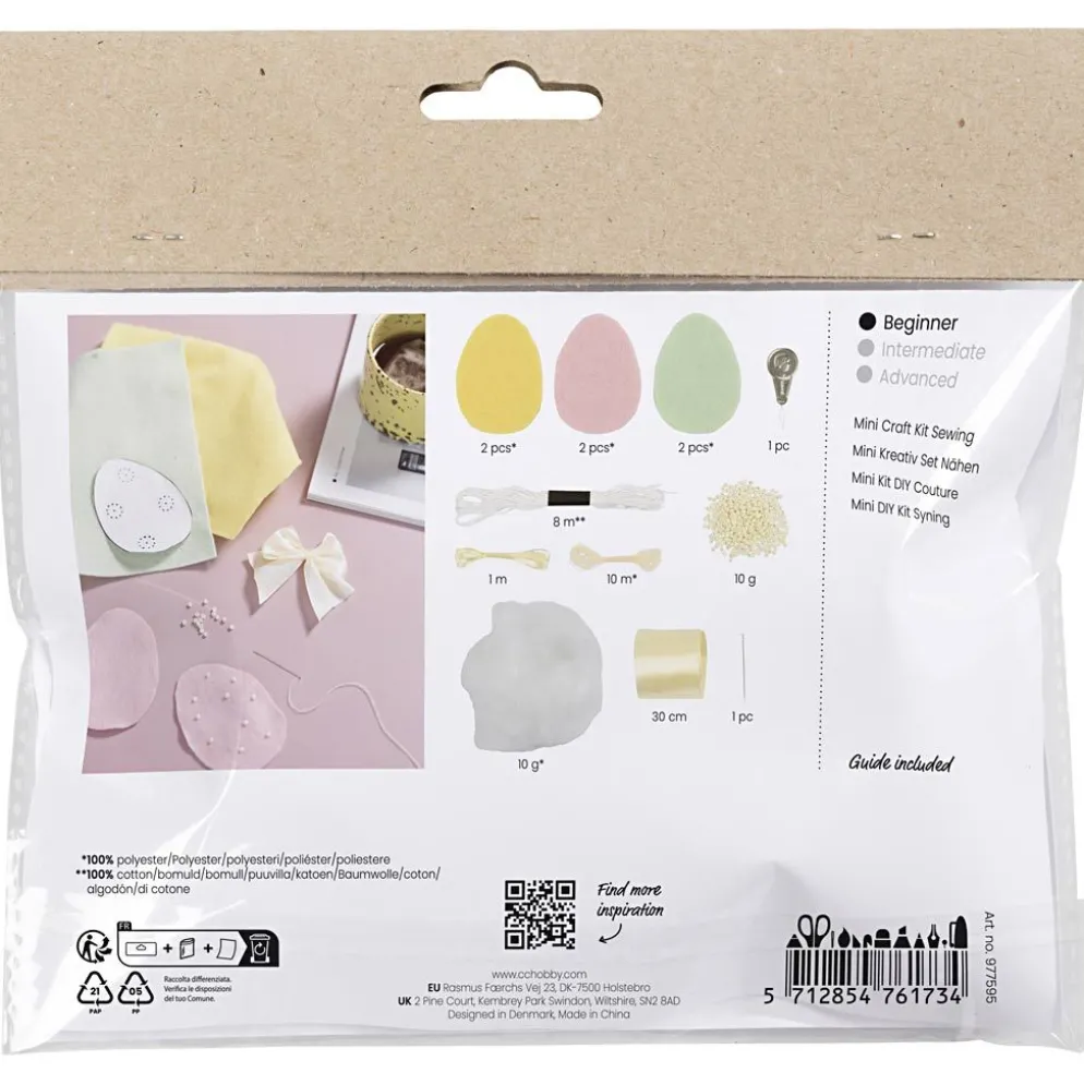 Mini DIY Kit Sömnad, påskägg, pastellfärger, 1 förp.