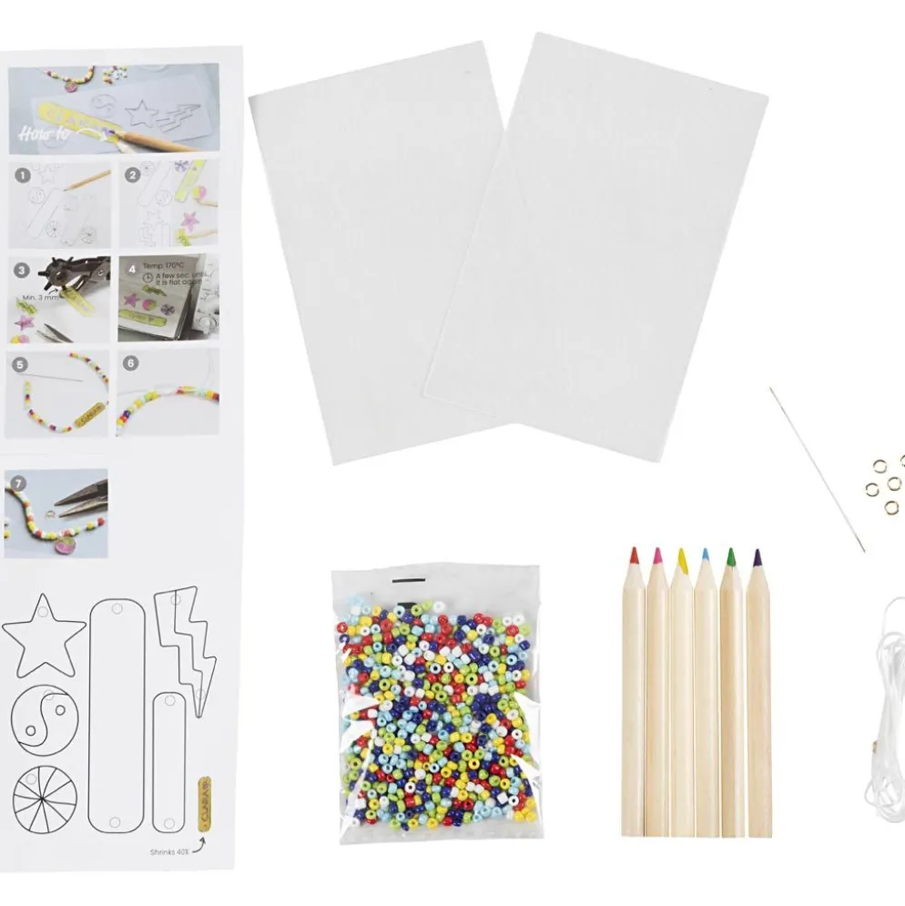Mini DIY Kit Smycken, Armband i krympplast, 1 förp.