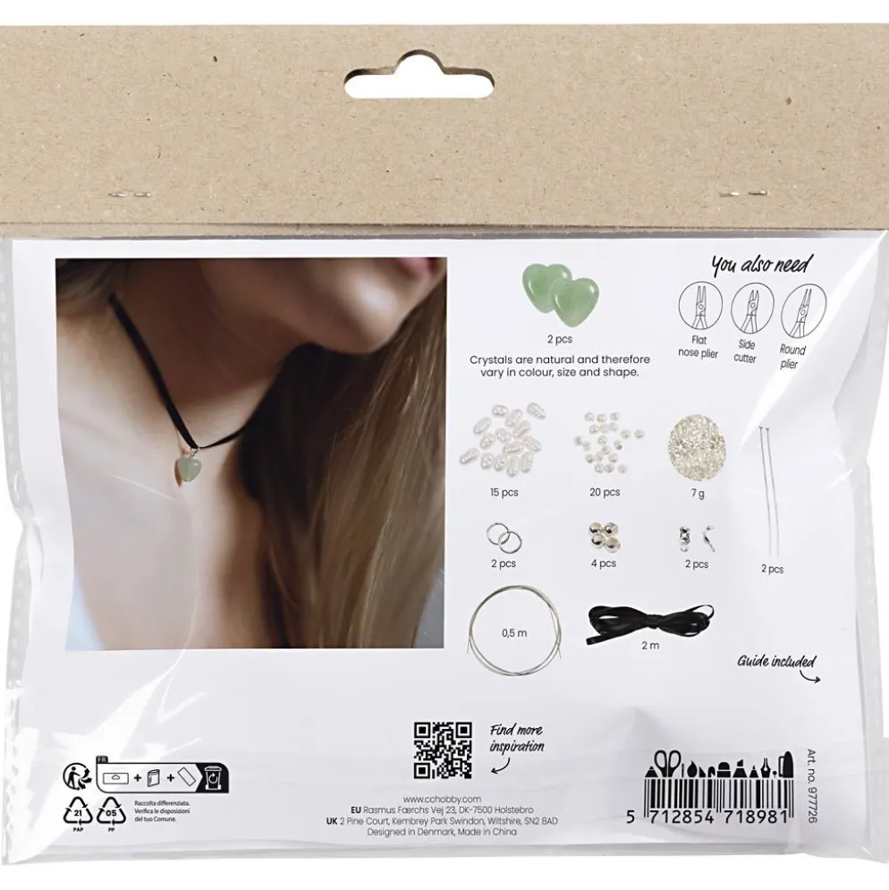 Mini DIY Kit Smycken, Aventurinhjärta, klar, 1 förp.