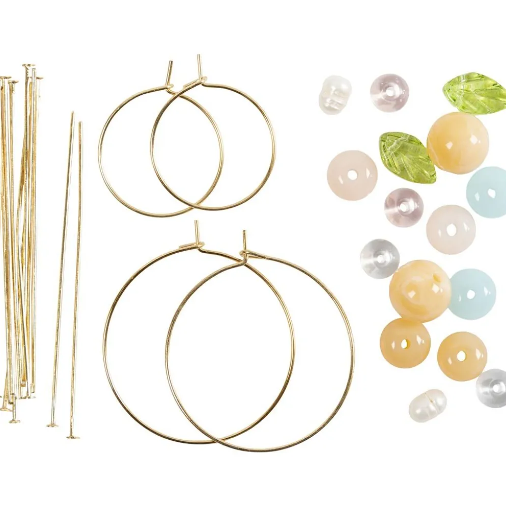 Mini DIY Kit Smycken, Creoler med pärlor, 1 förp.