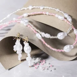 Mini DIY Kit Smycken, Halsband och örhängen, vit, 1 förp.