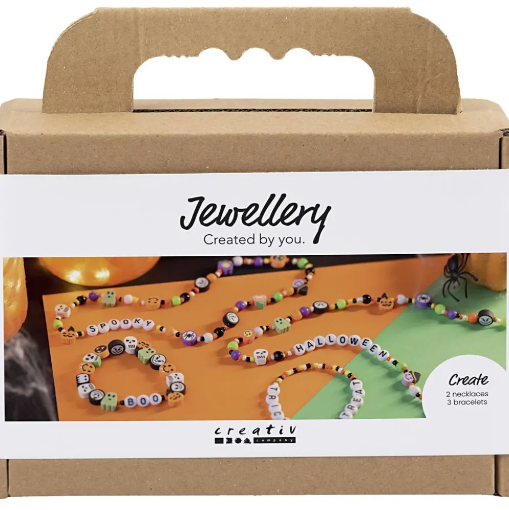 Mini DIY Kit Smycken, Halsband och armband, halloweenfärger, 1 förp.