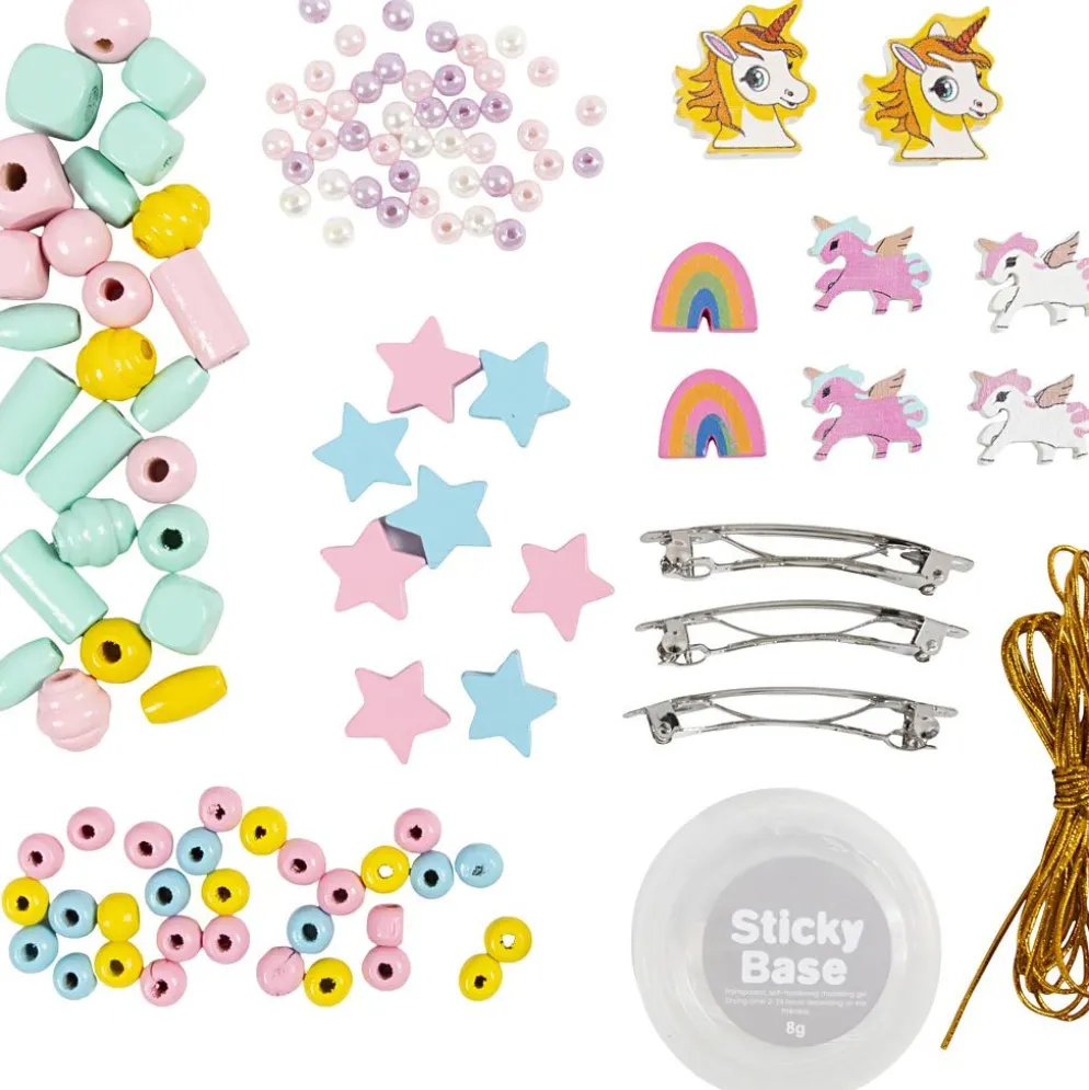 Mini DIY Kit Smycken, Halsband, armband, örhängen, ljusblå, ljusröd, gul, 1 förp.
