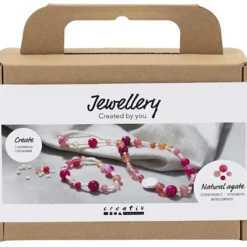 Mini DIY Kit Smycken, Halsband och armband, rosa, 1 förp.
