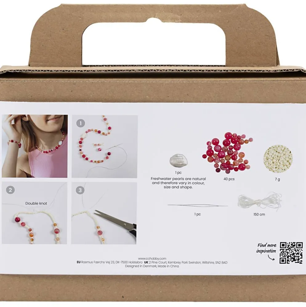 Mini DIY Kit Smycken, Halsband och armband, rosa, 1 förp.