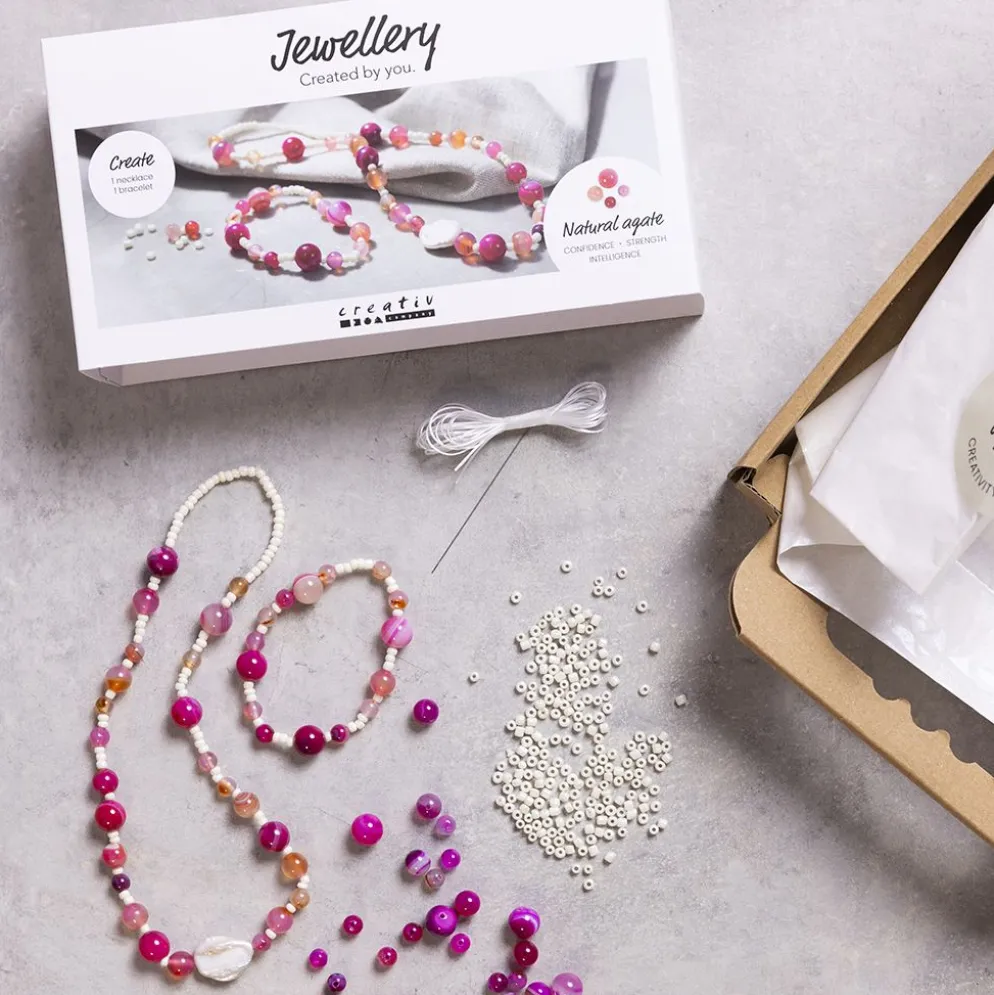 Mini DIY Kit Smycken, Halsband och armband, rosa, 1 förp.