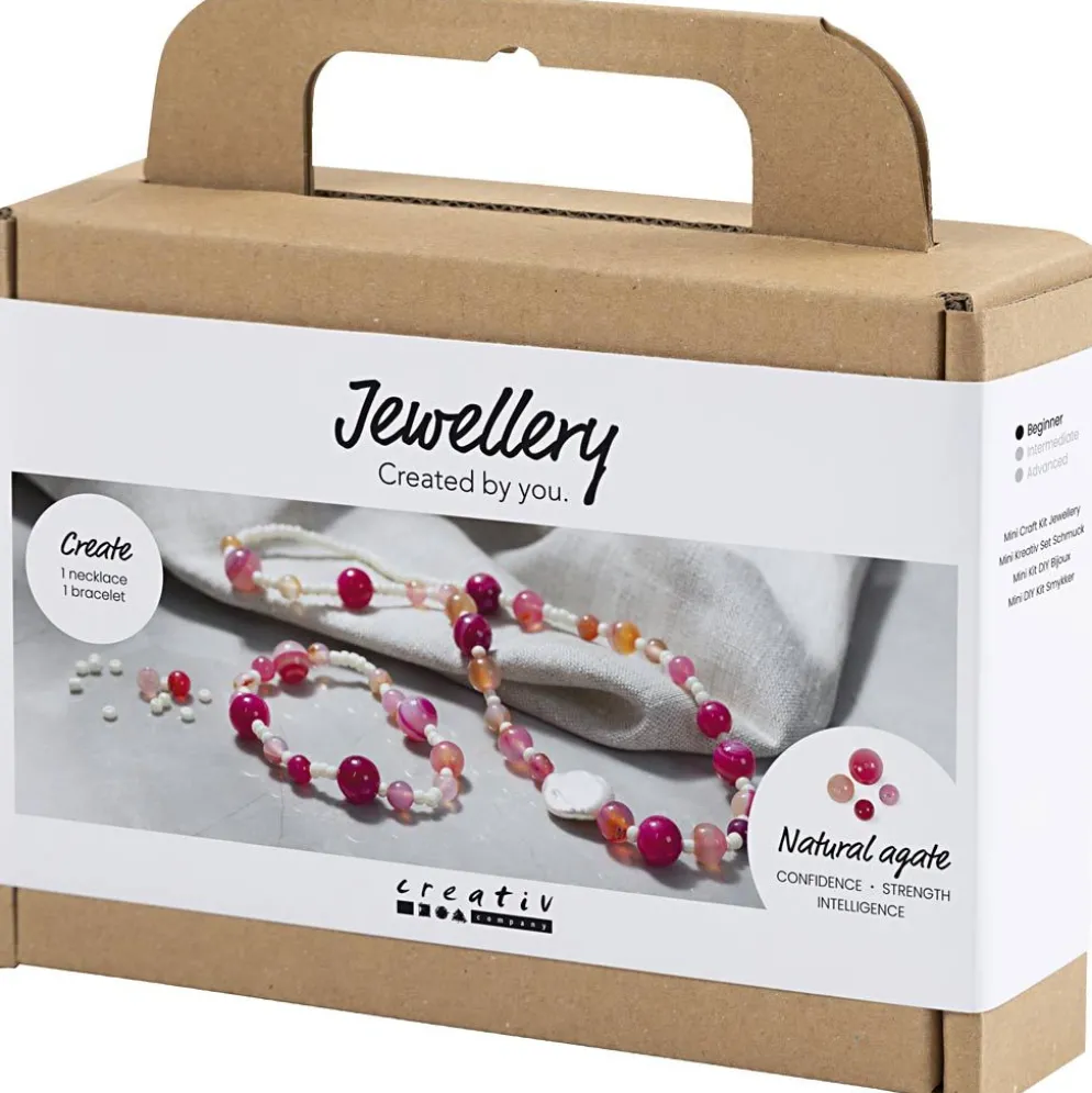 Mini DIY Kit Smycken, Halsband och armband, rosa, 1 förp.