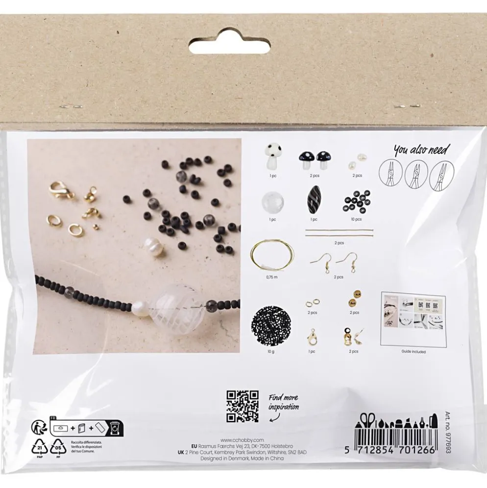 Mini DIY Kit Smycken, Kraftigt halsband, svart harmoni, 1 förp.