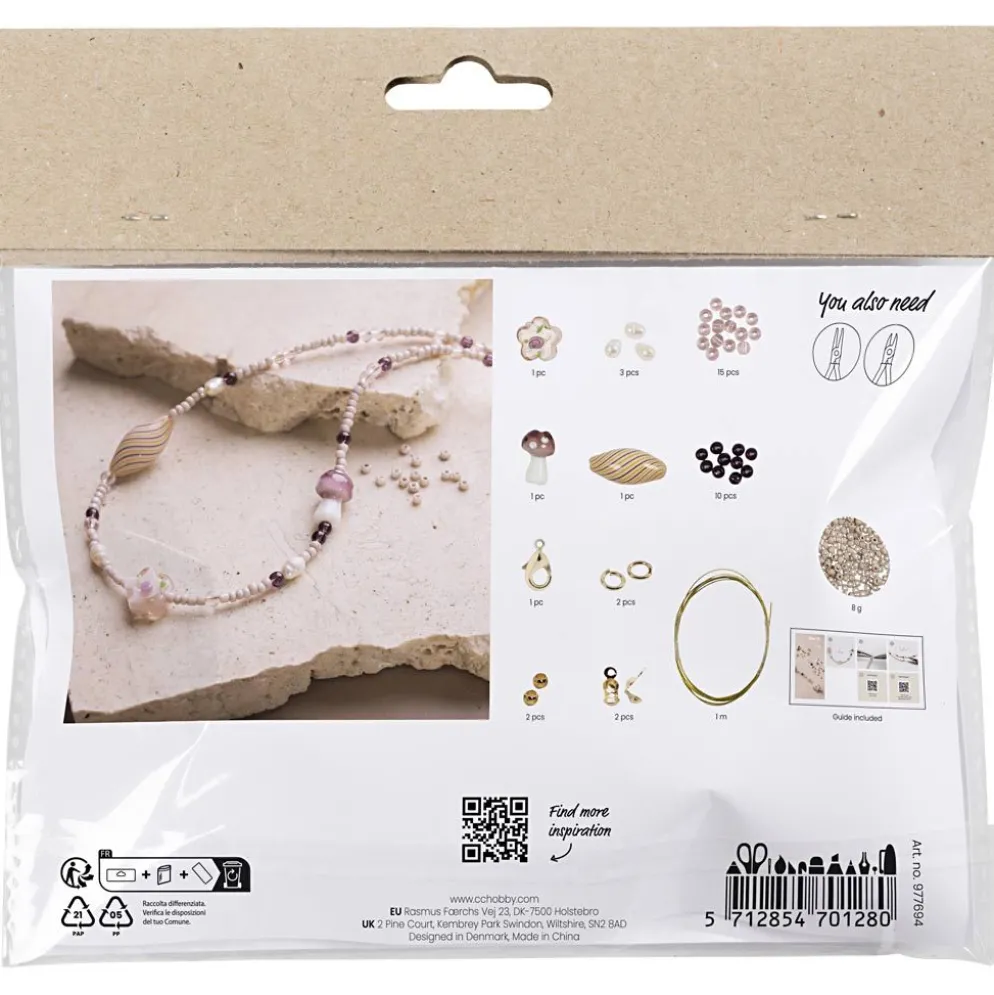 Mini DIY Kit Smycken, Kraftigt halsband, rosa harmoni, 1 förp.