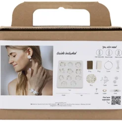 Mini DIY Kit Smycken, Örhängen, armband och halsband i blommotiv, beige, ivory, beige, 1 förp.