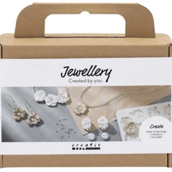 Mini DIY Kit Smycken, Örhängen, armband och halsband i blommotiv, beige, ivory, beige, 1 förp.