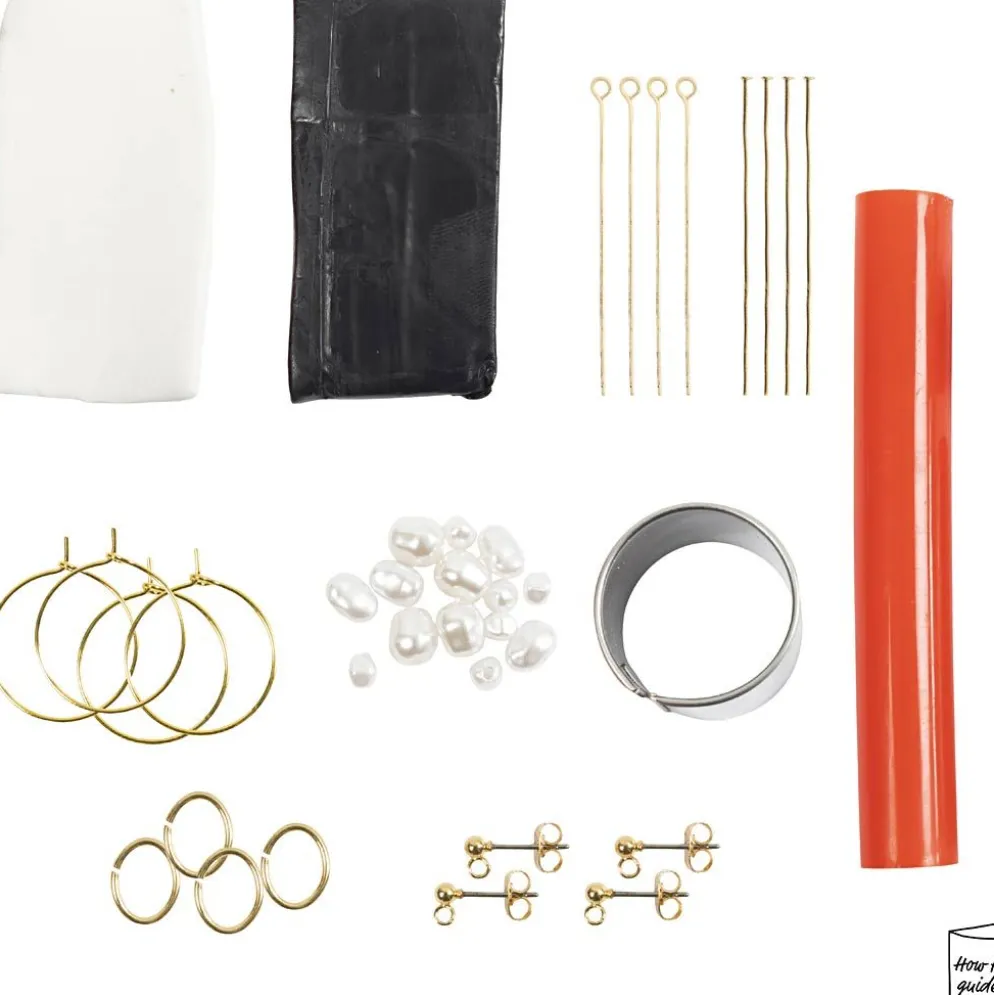 Mini DIY Kit Smycken, Örhängen, svart, vit, 1 förp.