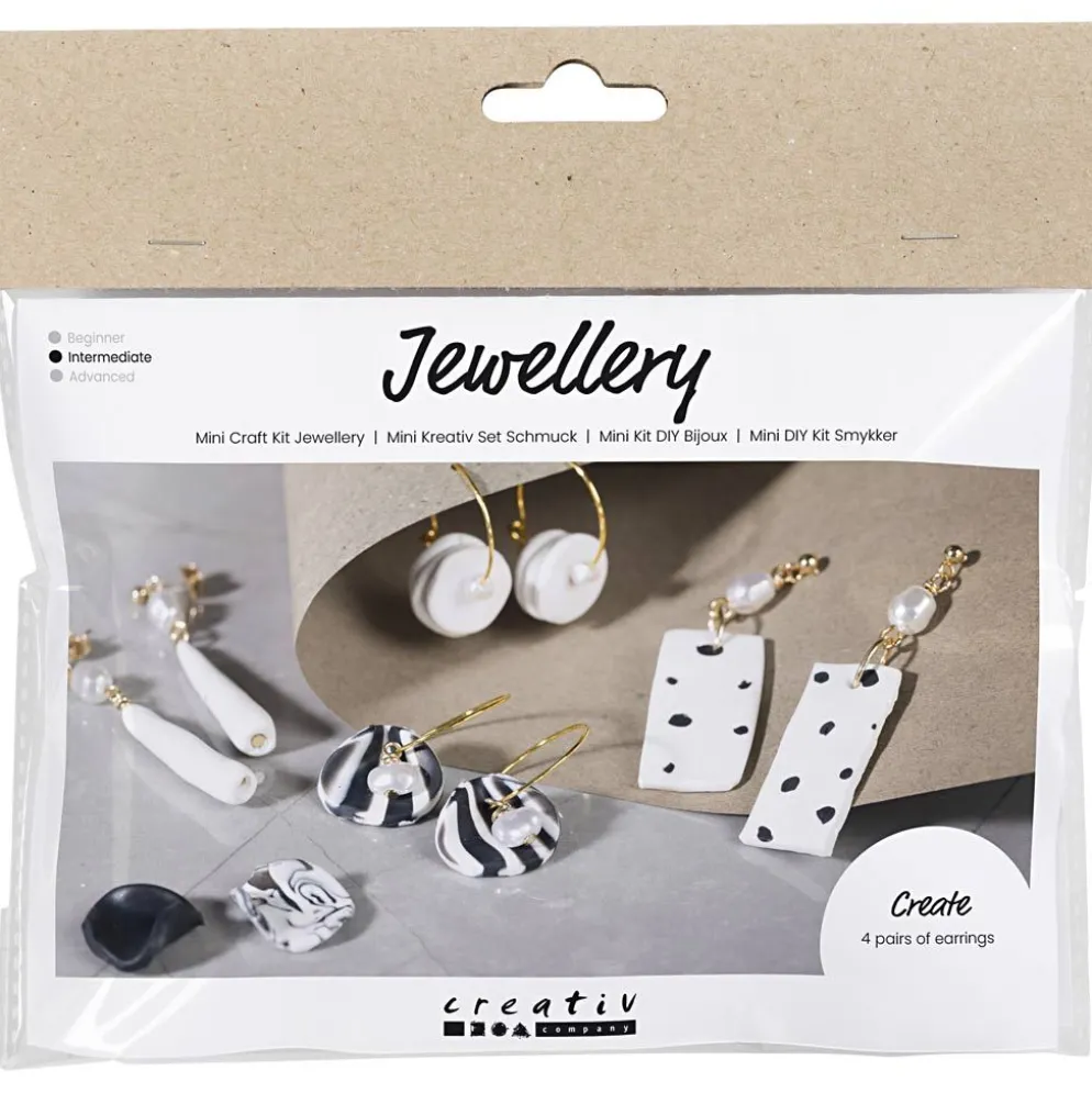 Mini DIY Kit Smycken, Örhängen, svart, vit, 1 förp.