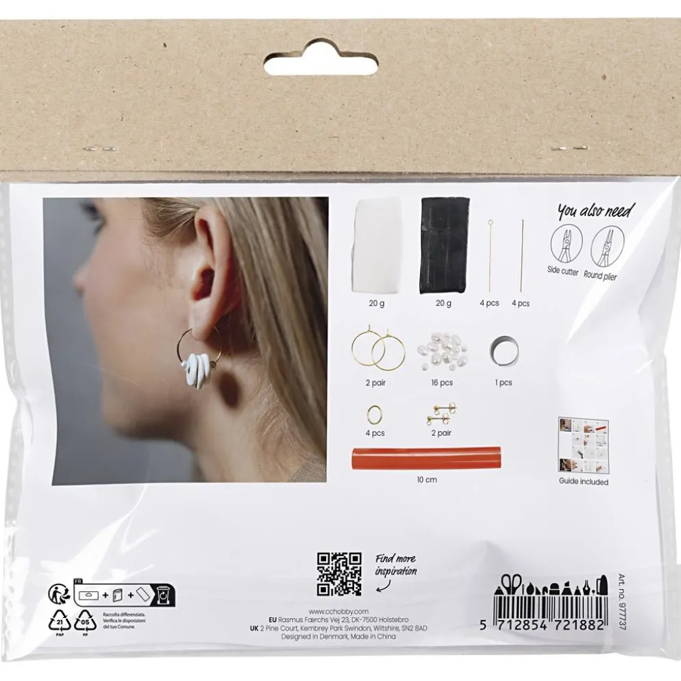 Mini DIY Kit Smycken, Örhängen, svart, vit, 1 förp.