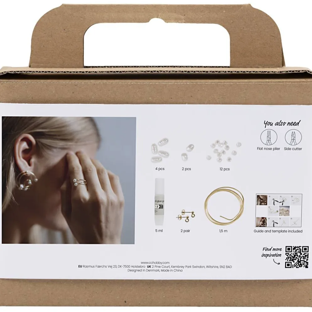 Mini DIY Kit smycken, Örhängen utav smyckestråd, förgylld, 1 förp.