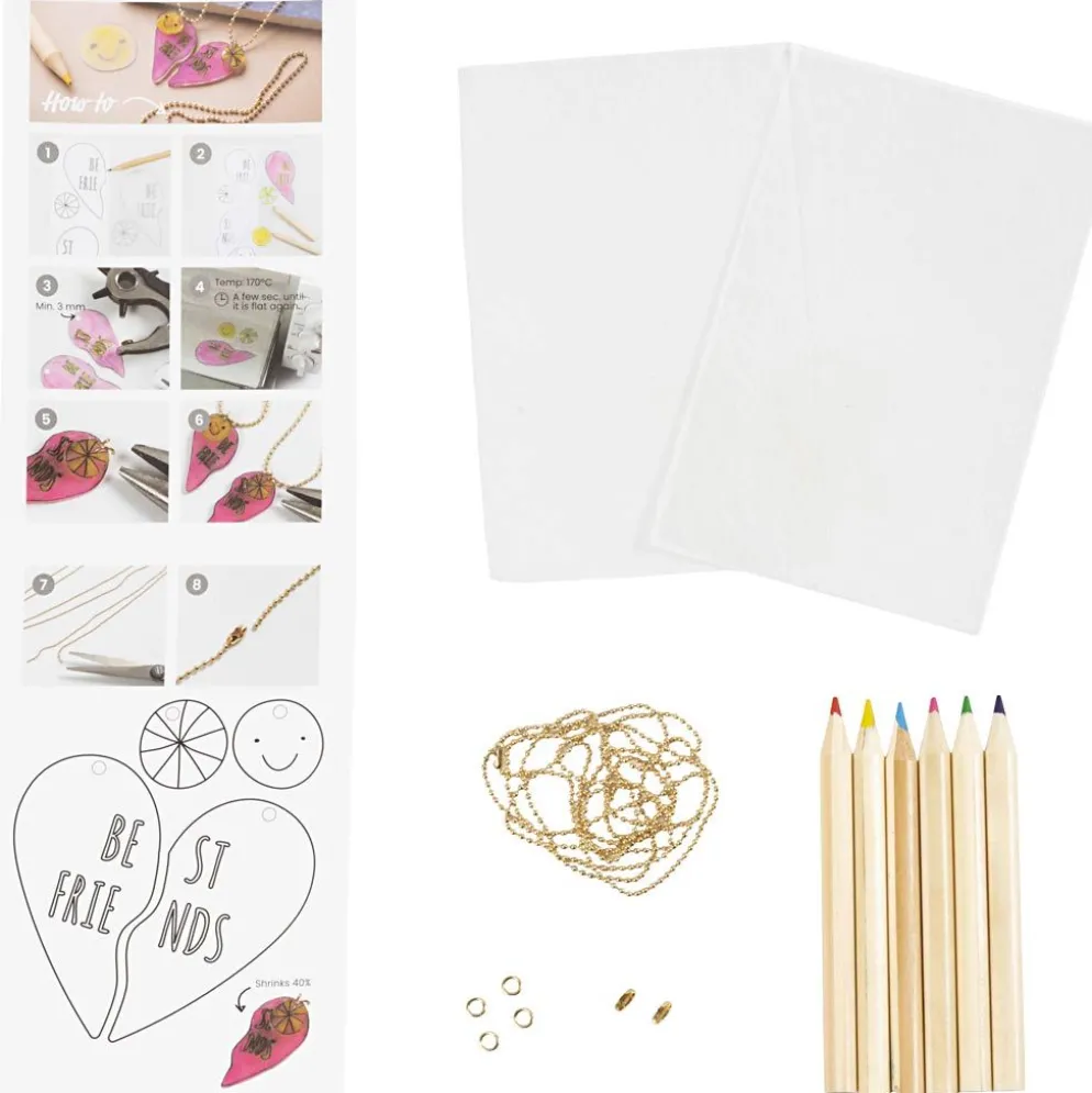 Mini DIY Kit Smycken, Vänskapshalsband i krympplast, 1 förp.