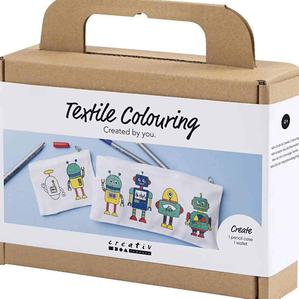 Mini DIY Kit Textildekoration, Robot, primärfärger, 1 förp.