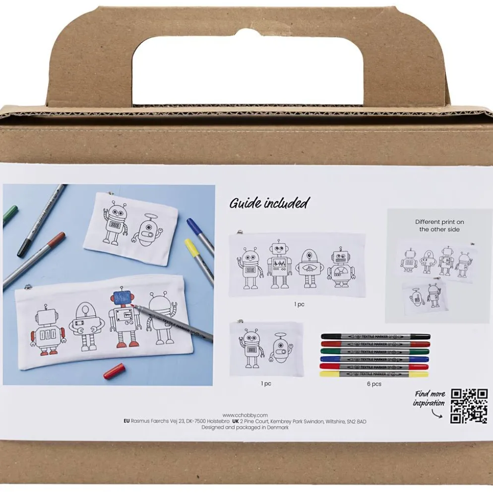 Mini DIY Kit Textildekoration, Robot, primärfärger, 1 förp.