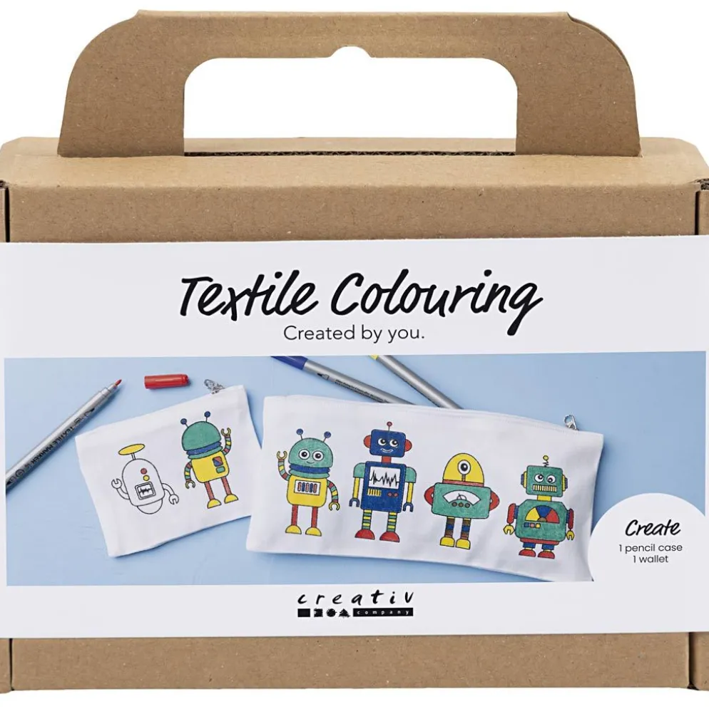 Mini DIY Kit Textildekoration, Robot, primärfärger, 1 förp.