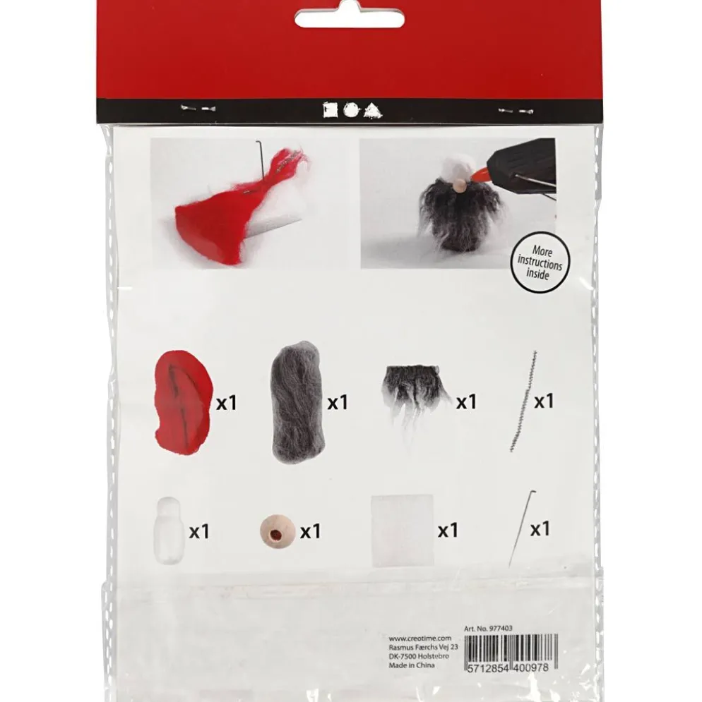 Mini DIY Kit, tomtenisse m/grått skägg, H: 13 cm, 1 förp.