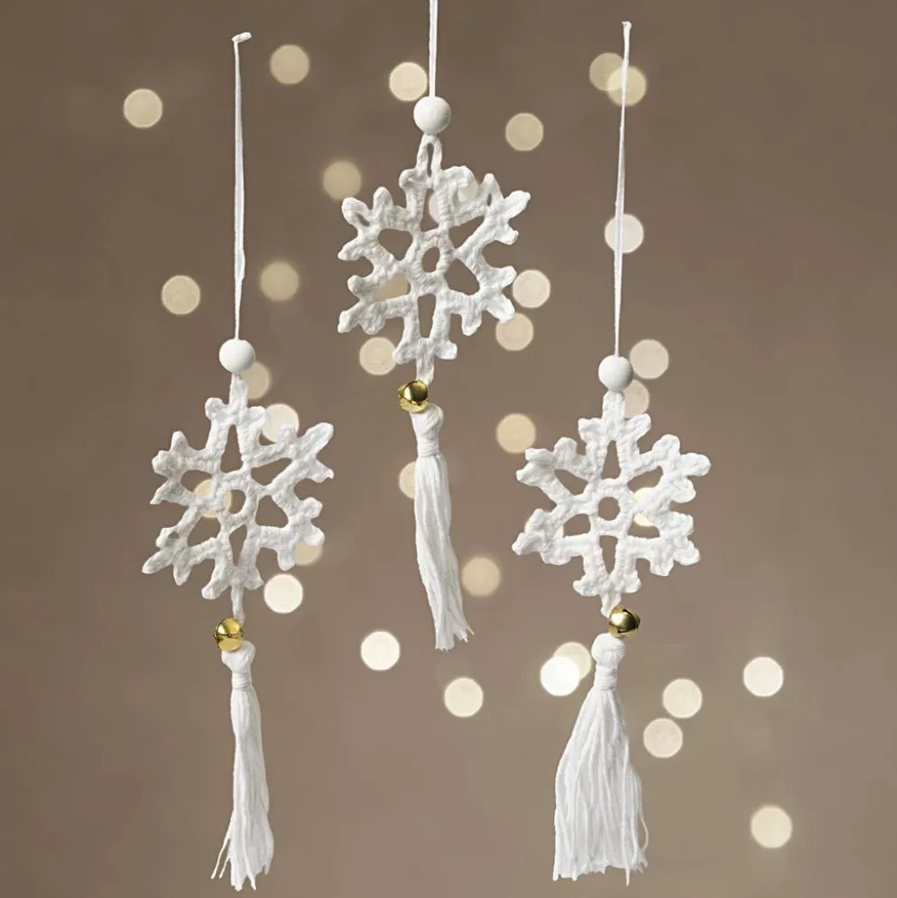 Mini DIY Kit Virkning, Snöflingor, vit, 1 förp.