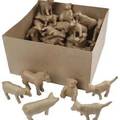 Minidjur av papier-maché, H: 8-12 cm, 60 st./ 1 förp.