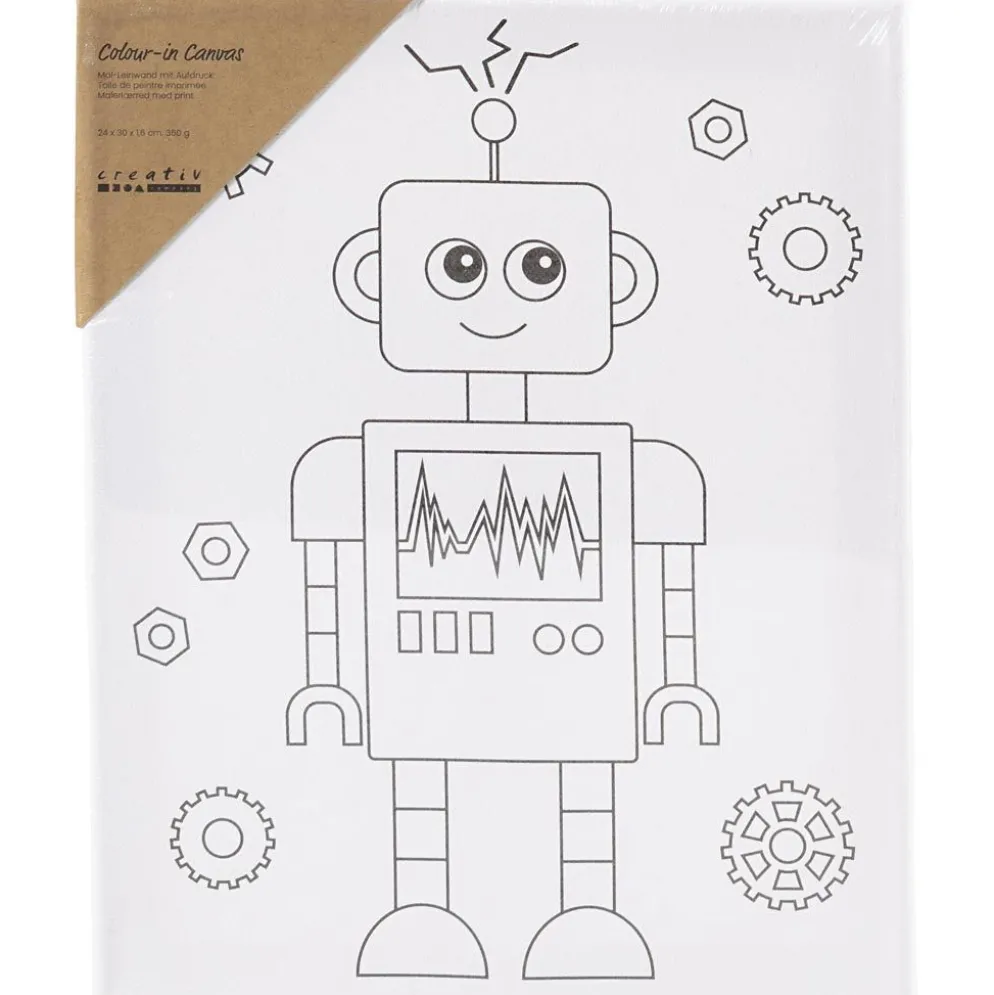 Målardukar med tryck, Robot, D: 1,6 cm, stl. 24x30 cm, 360 g, 1 st.