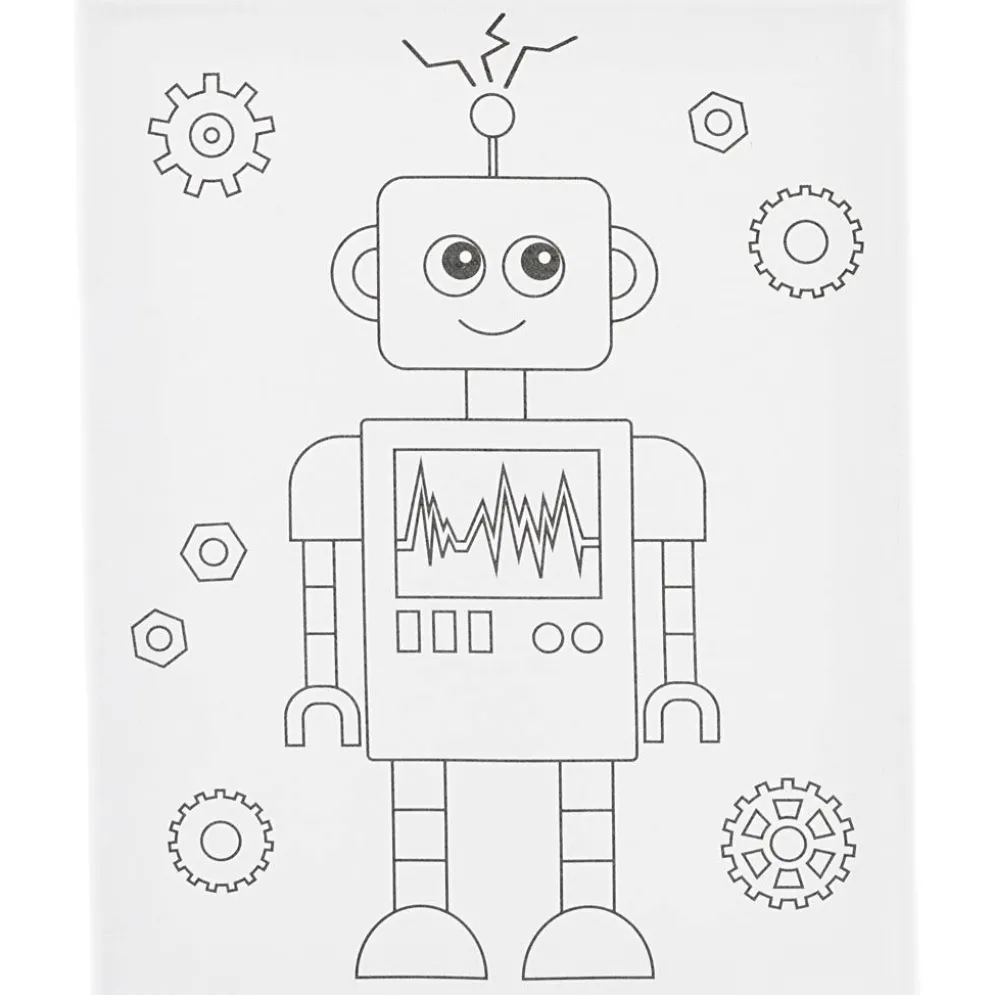 Målardukar med tryck, Robot, D: 1,6 cm, stl. 24x30 cm, 360 g, 1 st.