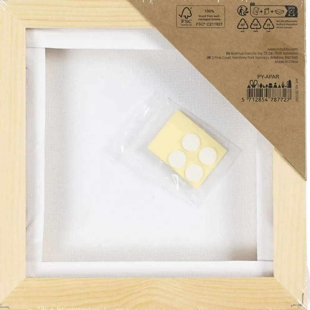Målarduk med ram, stl. 15,8x15,8 cm, 280 g, vit, 1 st.