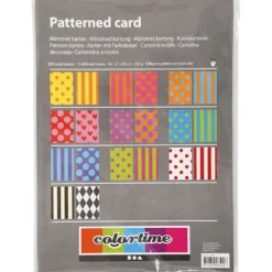 Mönstrad kartong, A4, ark 210x297 mm, 250 g, mixade färger, 200 mix. ark/ 1 förp.