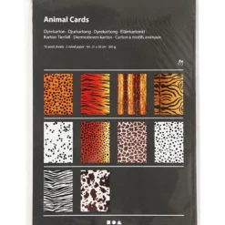 Mönstrad kartong, djur, A4, ark 210x297 mm, 300 g, 10 mix. ark/ 1 förp.