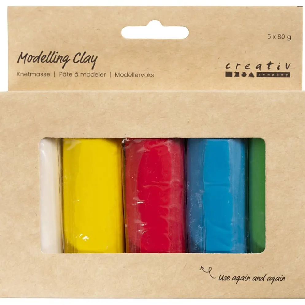 Modellera, H: 9,5 cm, mixade färger, 5x80 g/ 1 hink