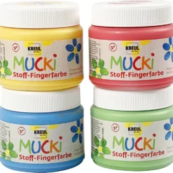 Muck Fingerfärg, blå, grön, röd, gul, 4x150 ml/ 1 förp.