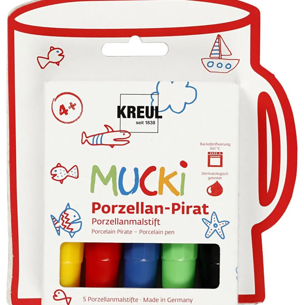 Mucki Glas- och porslinstusch, spets 2-5 mm, mixade färger, 5 st./ 1 förp.