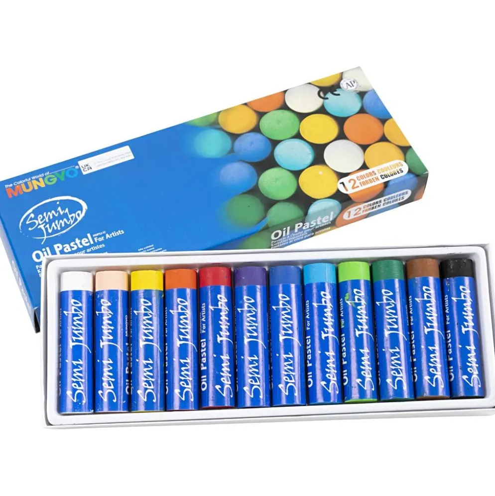 Mungyo Maxi oljepastell, tjocklek 17 mm, mixade färger, 12 st./ 1 förp.