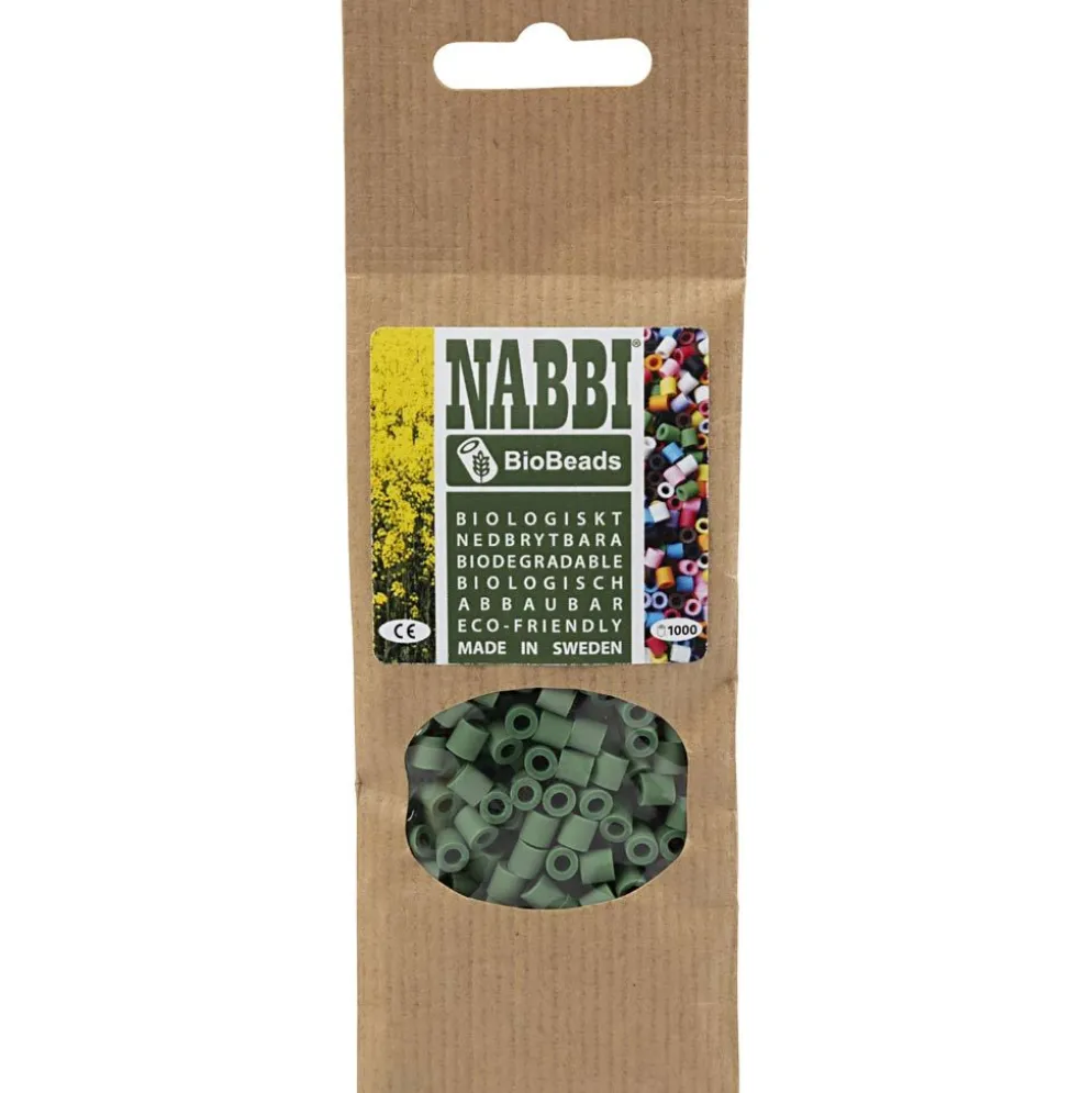 NABBI BioBeads, stl. 5x5 mm, Hålstl. 2,5 mm, medium, mörkgrön, 1000 st./ 1 förp.