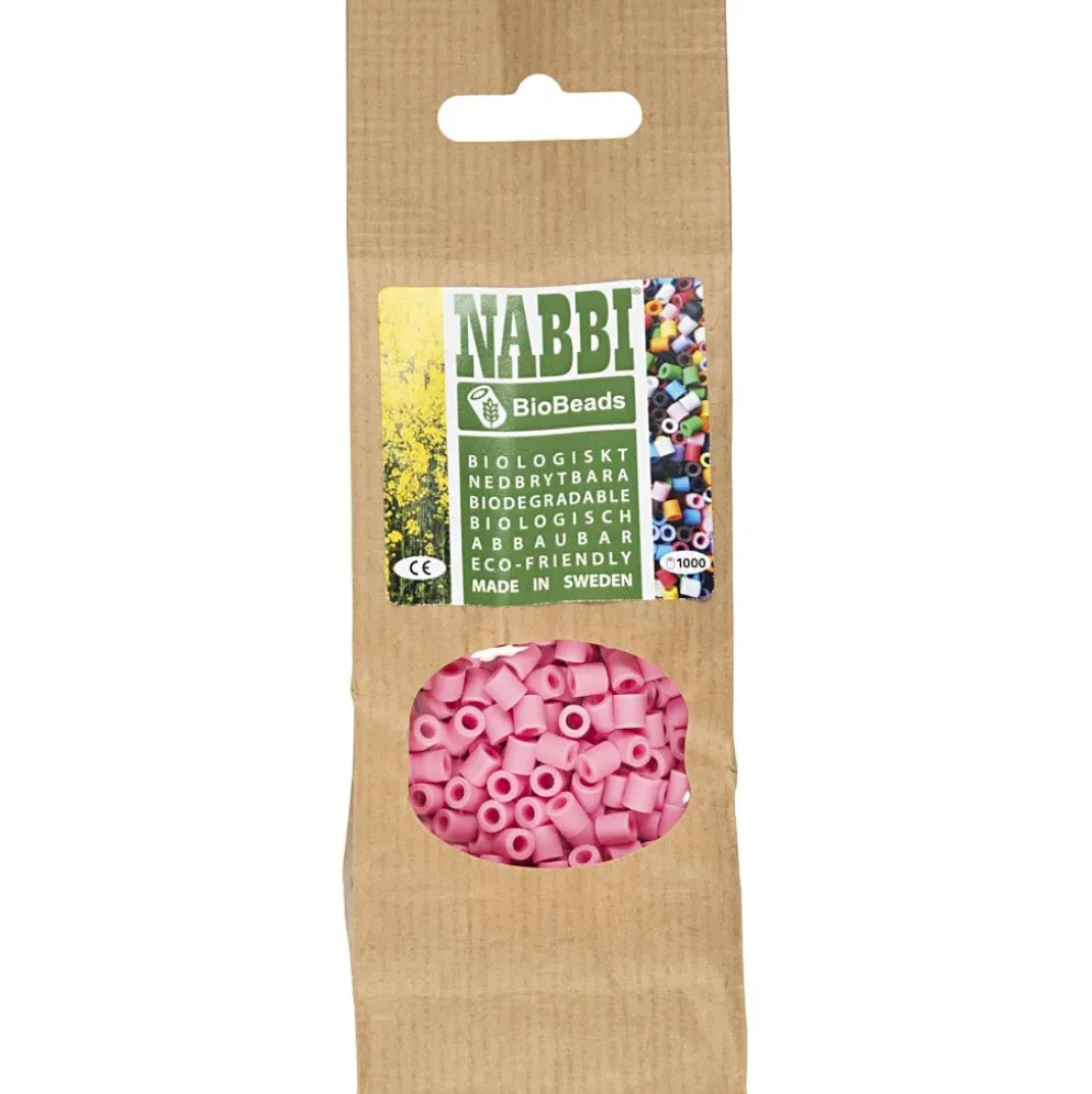 NABBI BioBeads, stl. 5x5 mm, Hålstl. 2.5 mm, medium, rosa, 1000 st./ 1 förp.