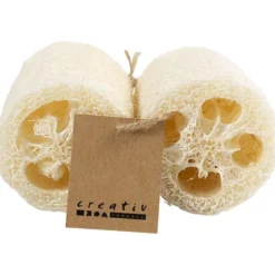 Naturlig loofahsvamp, L: 10 cm, Dia. 5,5-8 cm, ljusnatur, 2 st./ 1 förp.