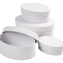 Ovala Pappaskar, L: 10+12+14+16 cm, stl. 10x4 + 12x5 + 14x6 + 16x7 cm, vit, 4 st./ 1 set