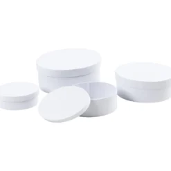 Ovala Pappaskar, L: 10+12+14+16 cm, stl. 10x4 + 12x5 + 14x6 + 16x7 cm, vit, 4 st./ 1 set