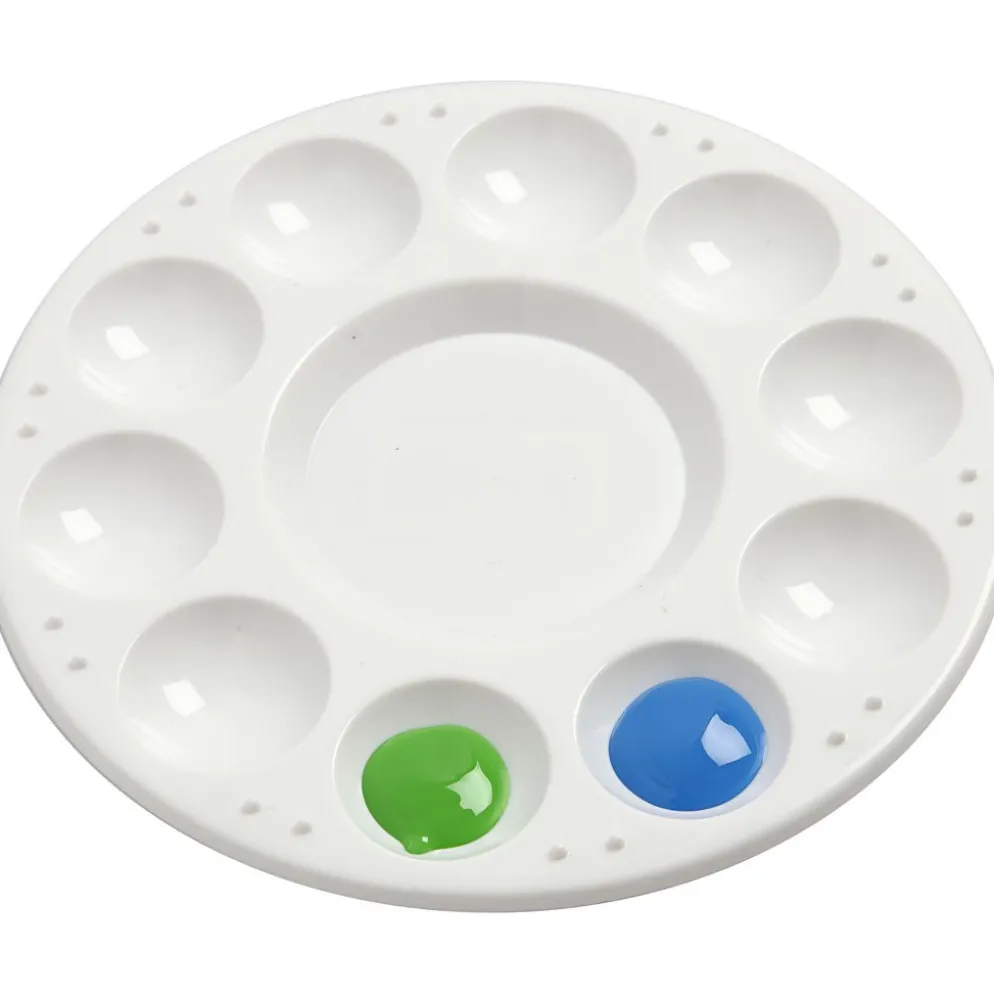 Palett, Rund palett, med 11 fack, Dia. 17 cm, vit, 10 st./ 1 förp.