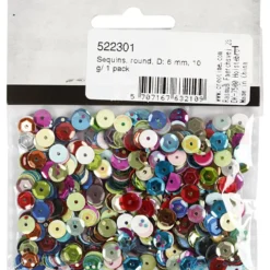 Paljetter, runda, stl. 6 mm, 10 g/ 1 förp.