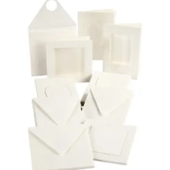 Passepartoutkort, kortstl. 10,5x15 + 12,5x12,5 cm, Innehållet kan variera , råvit, 50 set/ 1 förp.