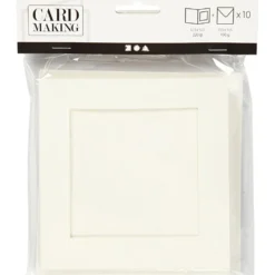 Passepartoutkort med kuvert, kortstl. 12,5x12,5 cm, kuvertstl. 13,5x13,5 cm, råvit, 10 set/ 1 förp.
