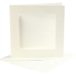 Passepartoutkort med kuvert, kortstl. 12,5x12,5 cm, kuvertstl. 13,5x13,5 cm, råvit, 10 set/ 1 förp.