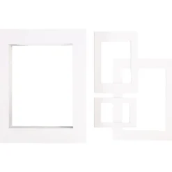 Passepartoutramar, A3,A4,A5,A6, stl. 13,4x18,9+19,7x27,9+28,3x36,6+39,5x49,6 cm, 500 g, vit, 4x100 st./ 1 förp.